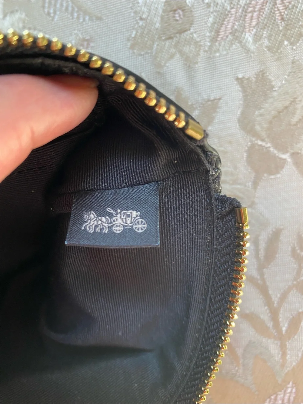 Coach Black Embossed Signature Wristlet with Gold Hardware